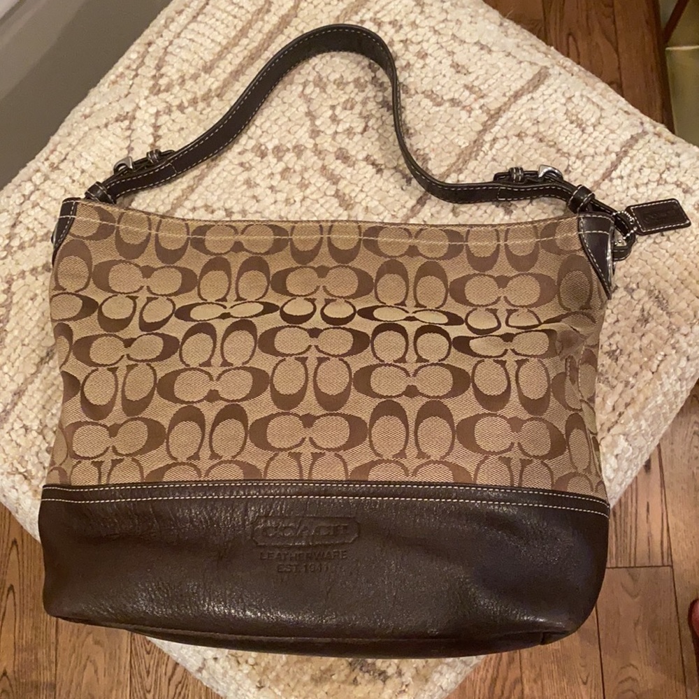Coach Messenger Brown Monogram Canvas Shoulder Bag